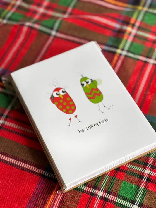 Two Calling Birds Holiday Cards Set of 12 – Funny Holiday Greeting Cards – Quirky Bird Collection –