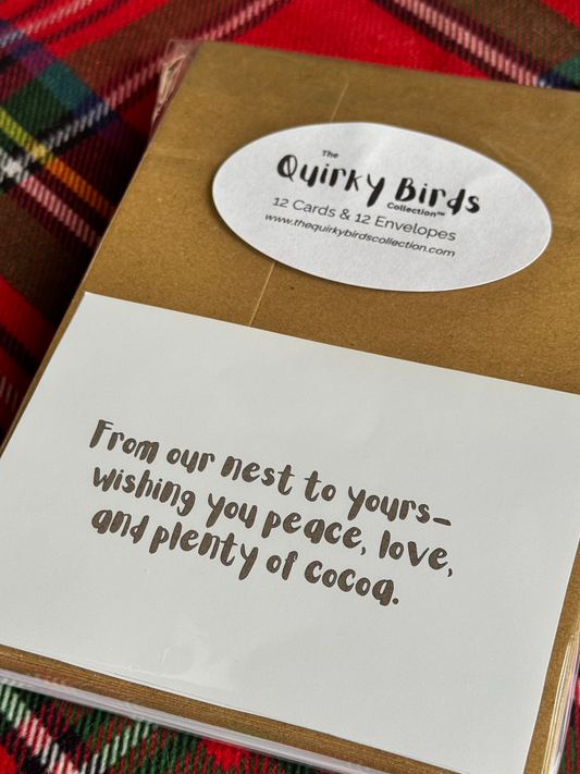 Snow Bird Holiday Greeting Cards – Quirky Birds Collection (Set of 12 with Envelopes)
