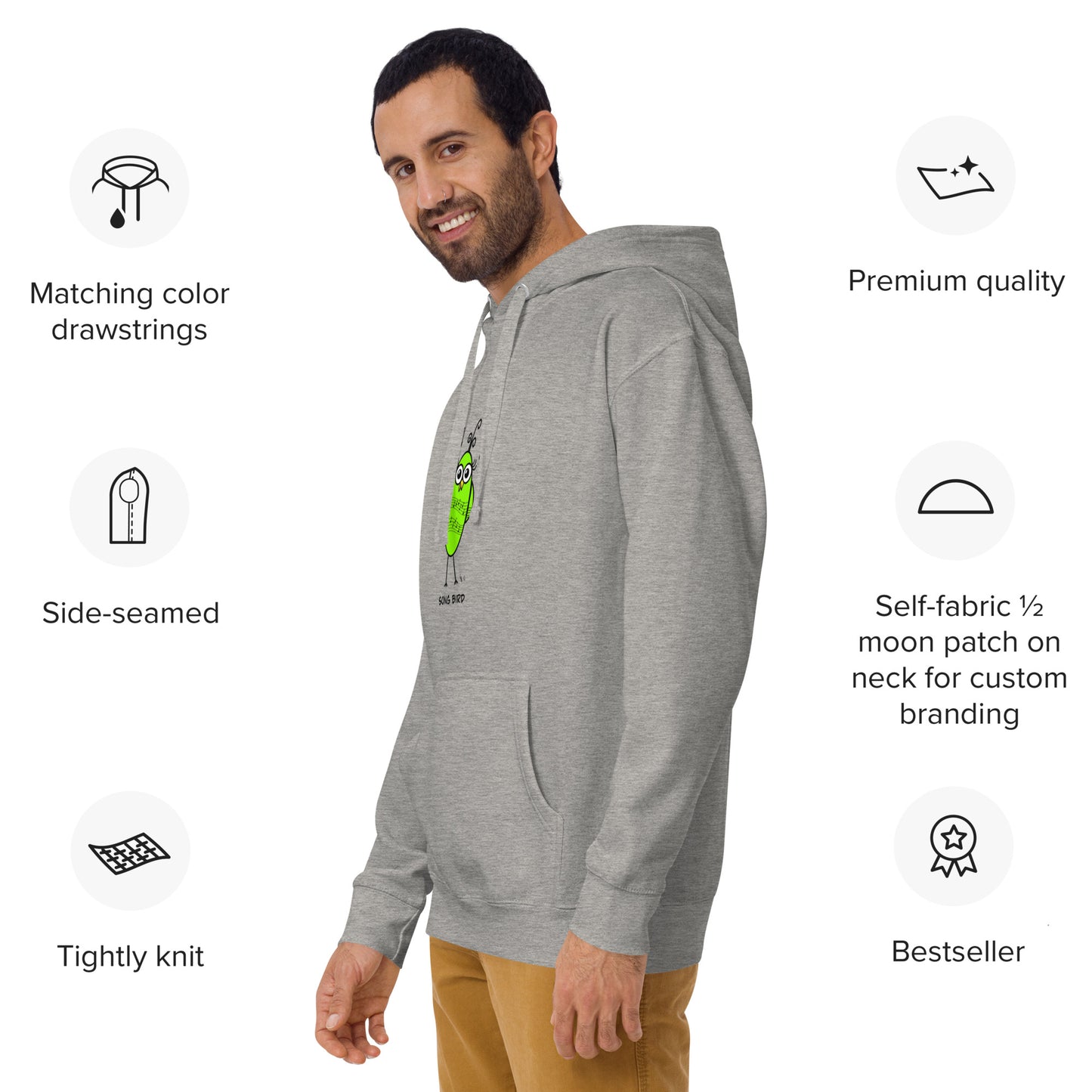 Song Bird Hoodie – Cozy Quirky Birds Sweatshirt for Music Lovers, Singers, and Free Spirits