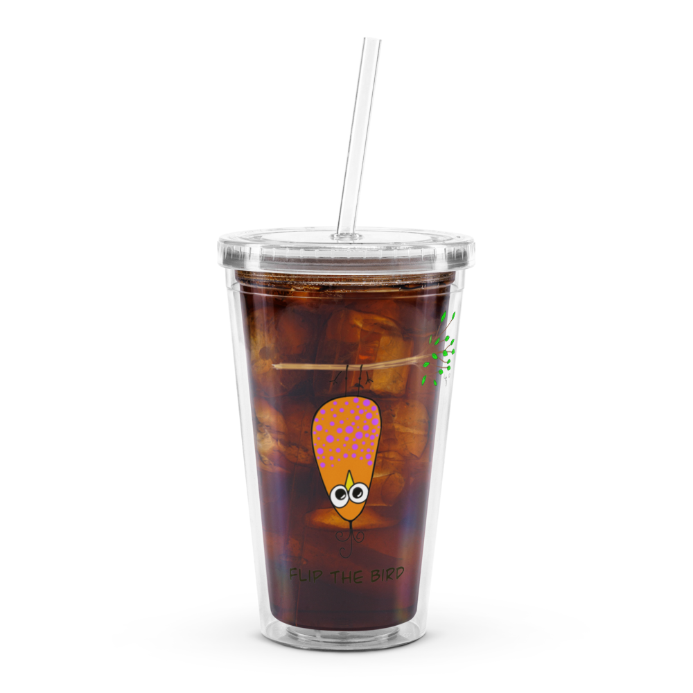 Flip the Bird Clear plastic tumbler from The Quirky Birds Collection