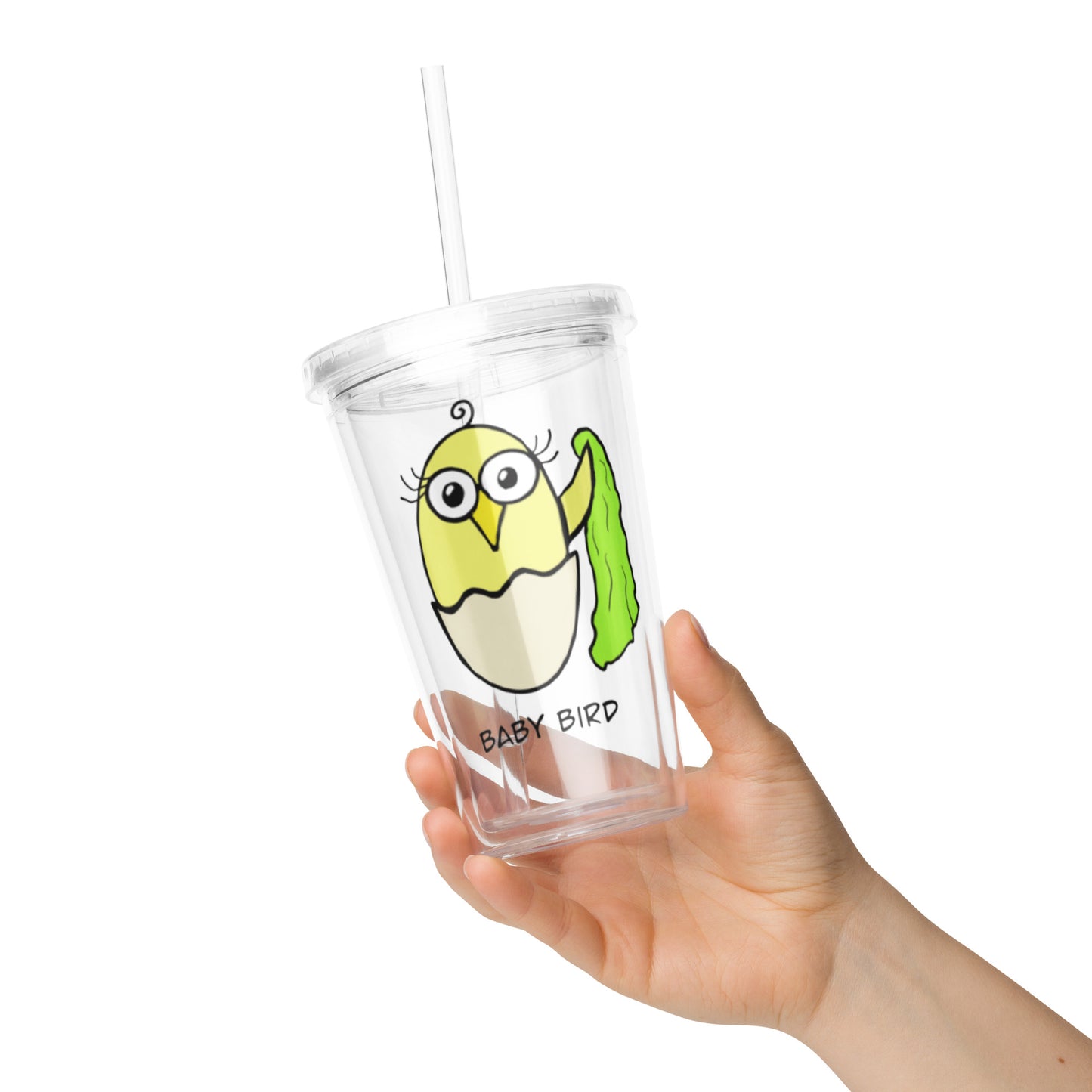 Yellow Baby Bird Clear plastic tumbler The Quirky Birds Collection