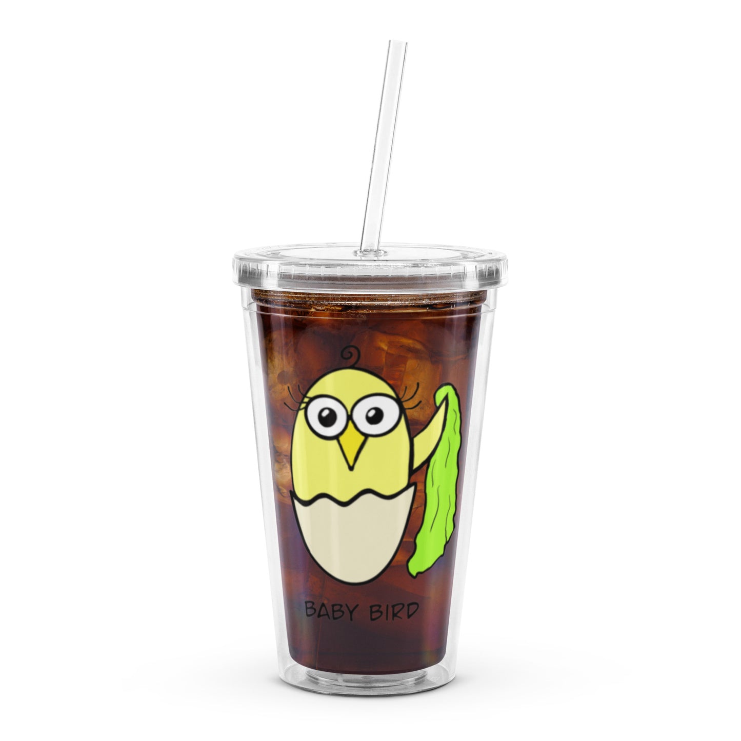 Yellow Baby Bird Clear plastic tumbler The Quirky Birds Collection