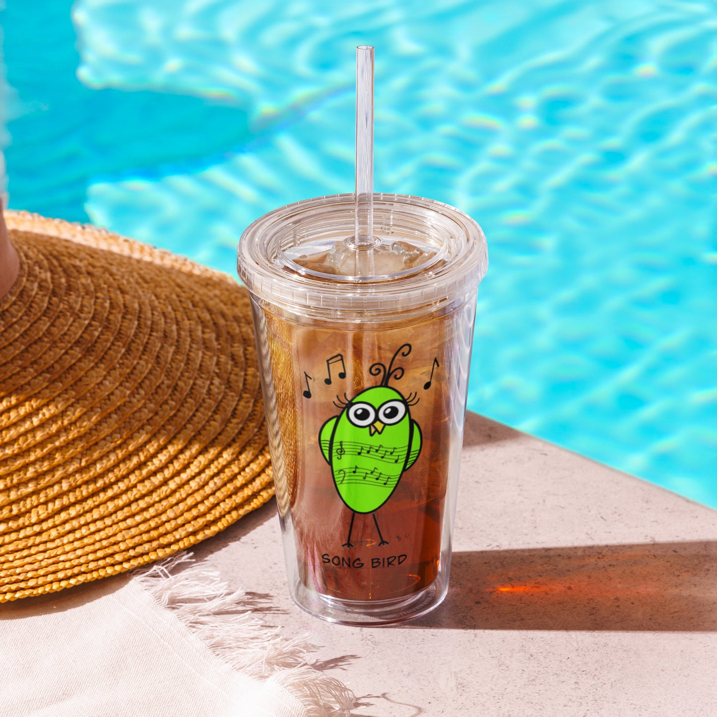 Song Bird Clear plastic tumbler from The Quirky Birds Collection