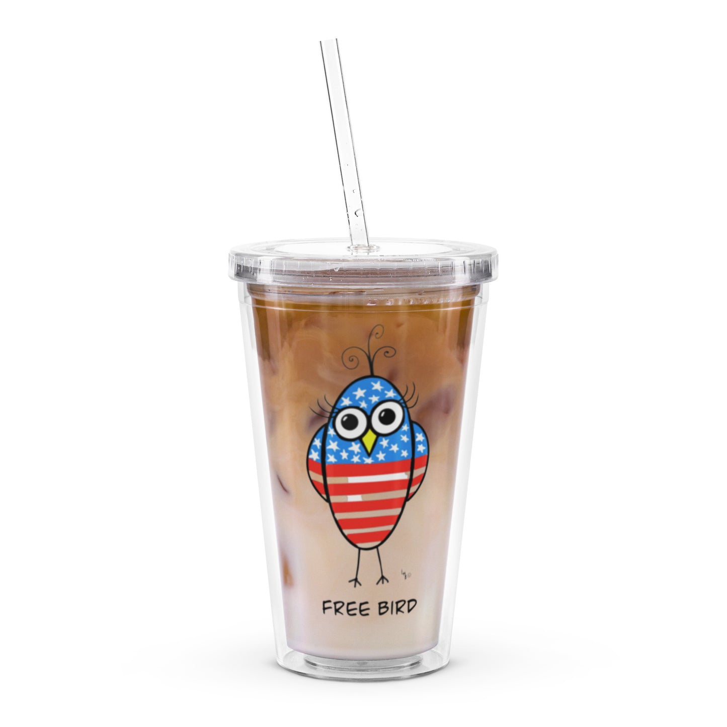 Free Bird Clear plastic tumbler from The Quirky Birds Collection