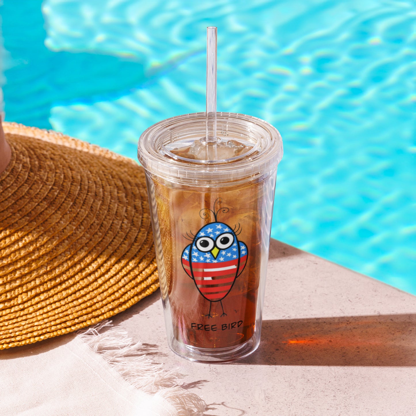 Free Bird Clear plastic tumbler from The Quirky Birds Collection