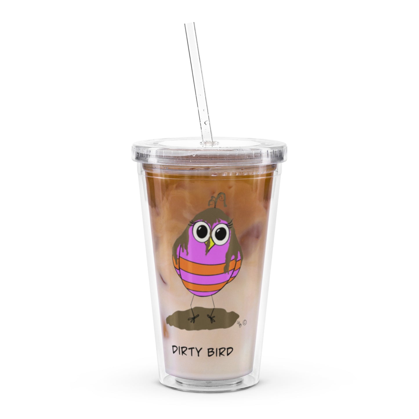 Dirty Bird Clear plastic tumbler from The Quirky Birds Collection
