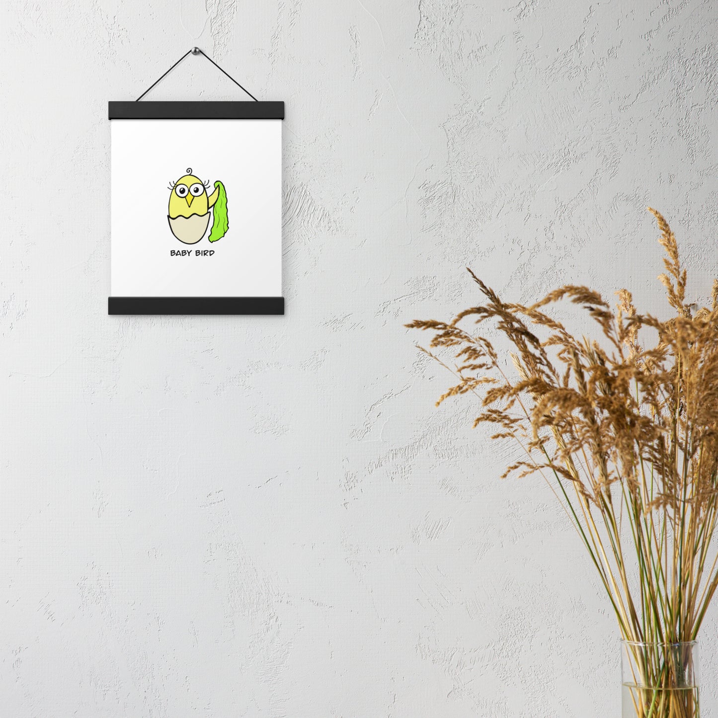 Yellow Baby Bird Poster with hangers from The Quirky Birds Collection