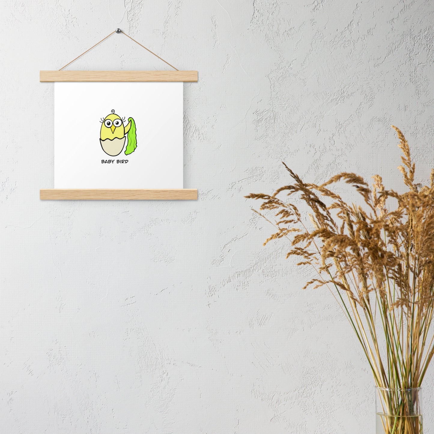 Yellow Baby Bird Poster with hangers from The Quirky Birds Collection