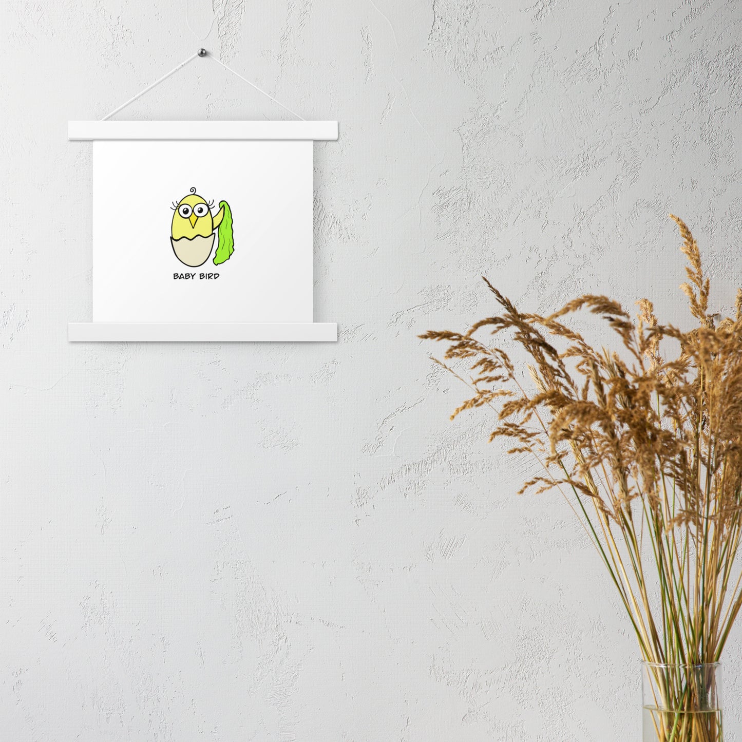 Yellow Baby Bird Poster with hangers from The Quirky Birds Collection