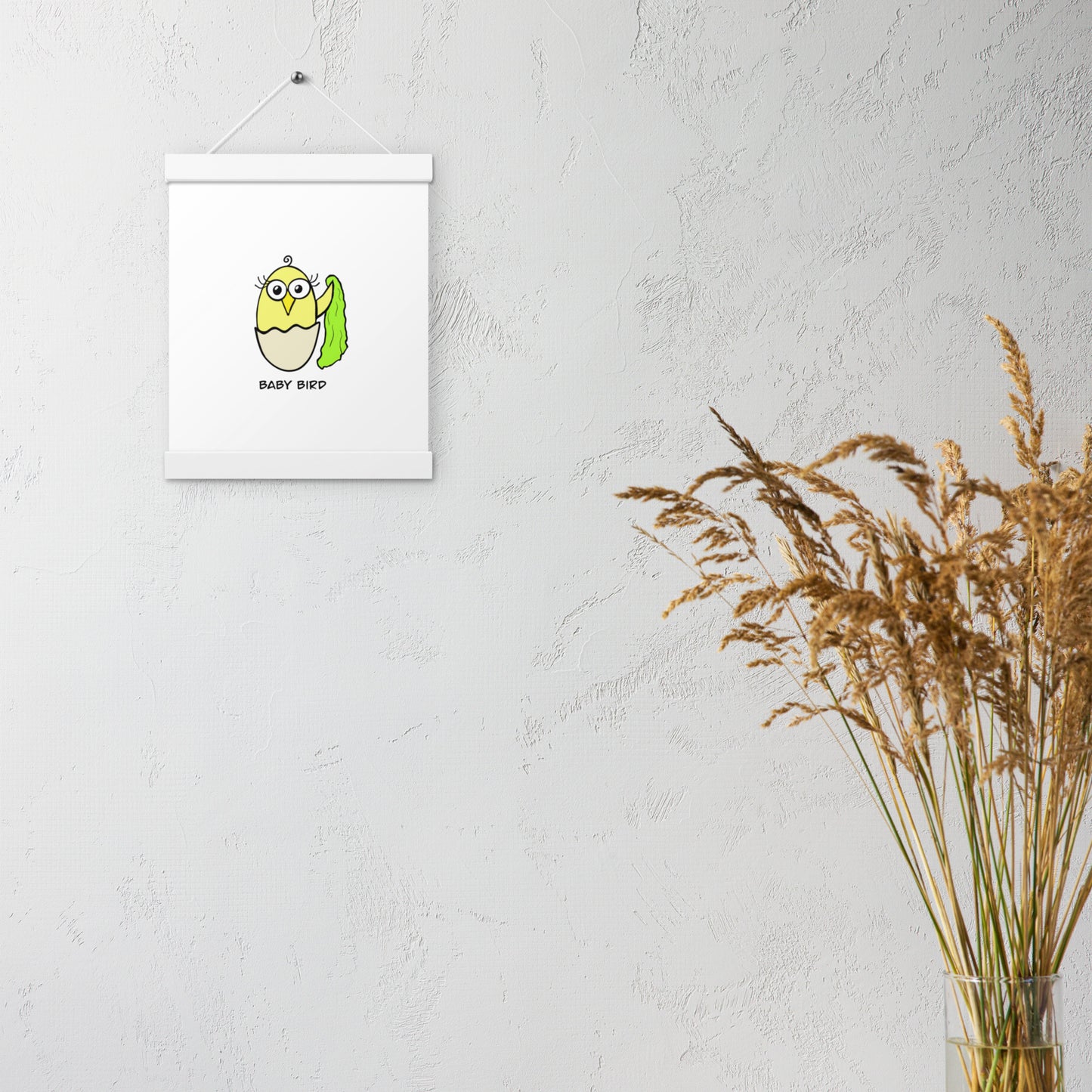 Yellow Baby Bird Poster with hangers from The Quirky Birds Collection