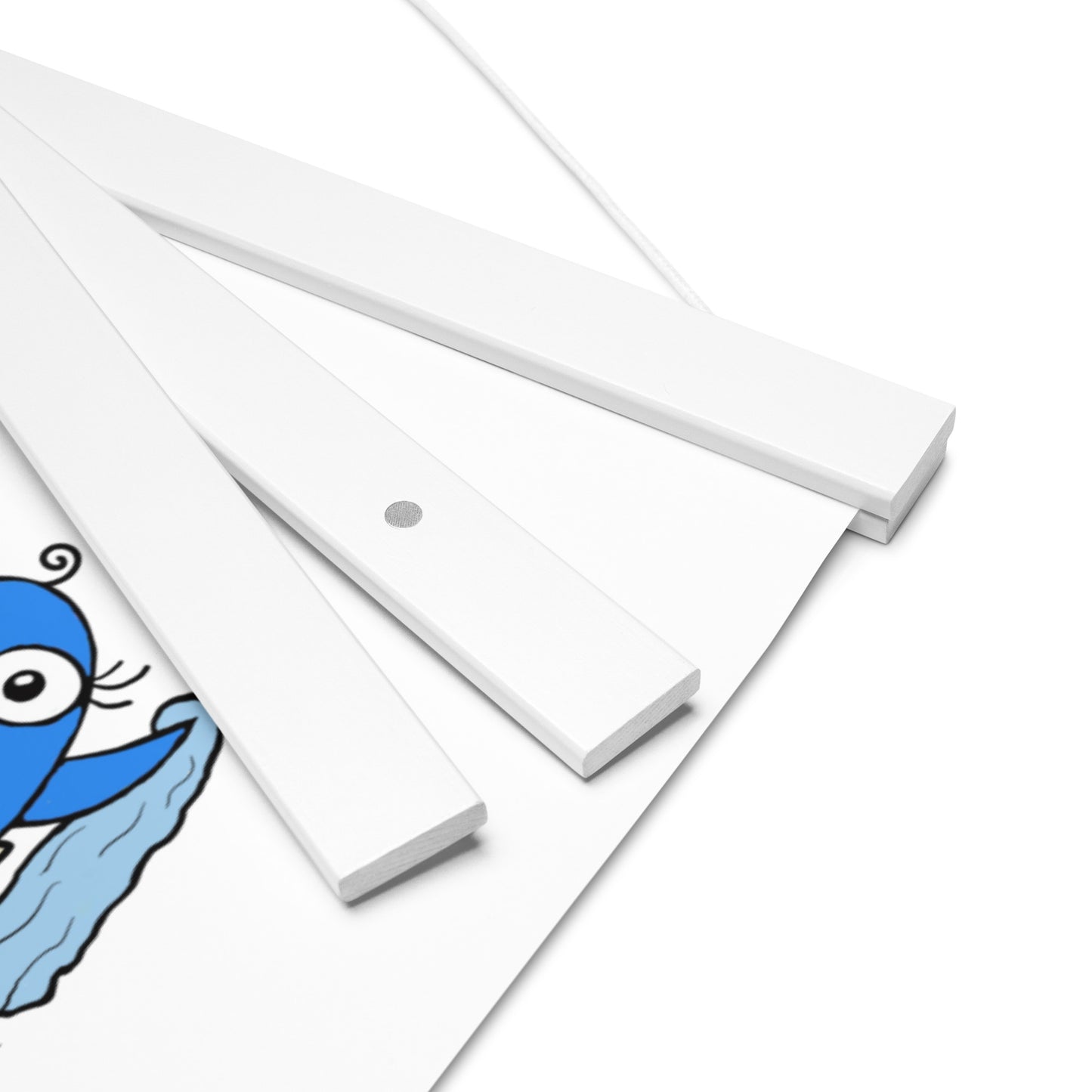 Blue Baby Bird Poster with hangers from The Quirky Birds Collection
