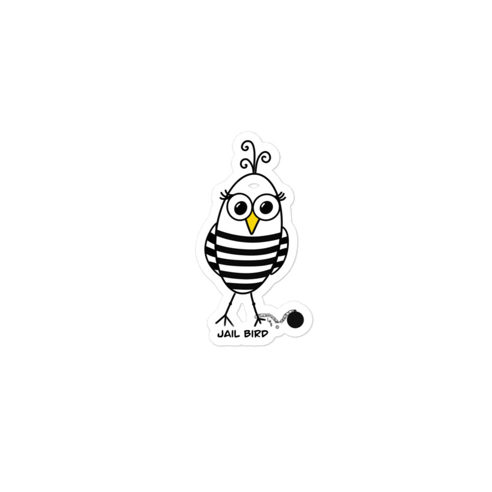 Jail Bird Bubble-free stickers from The Quirky Birds Collection