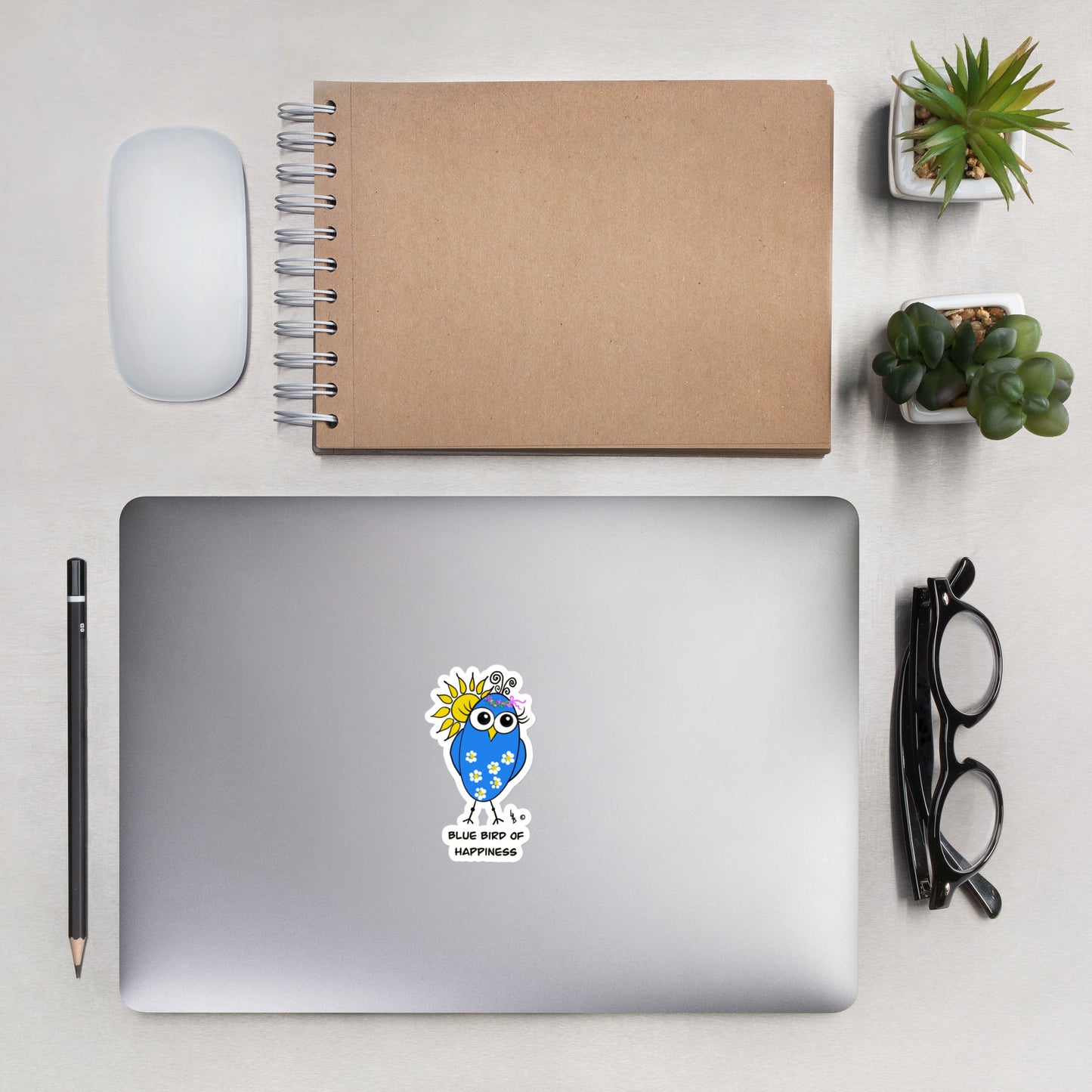Blue Bird of Happiness Bubble-free stickers from The Quirky Bird Collection