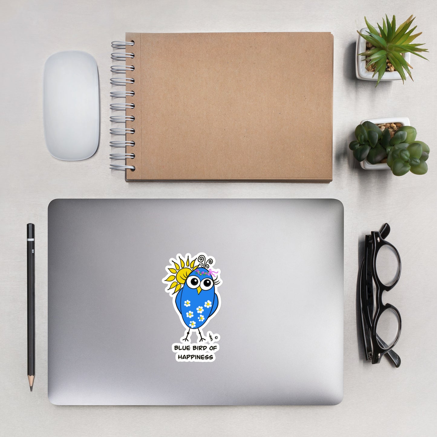 Blue Bird of Happiness Bubble-free stickers from The Quirky Bird Collection