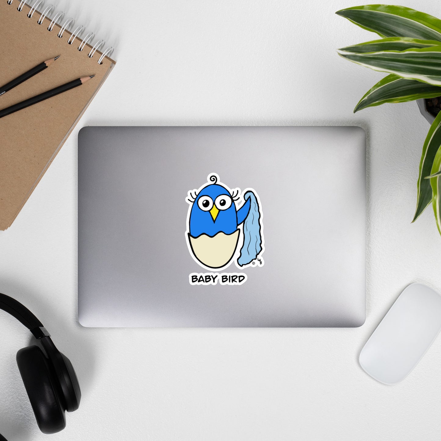 Baby Bird - Blue - Bubble-free stickers from The Quirky Birds Collection