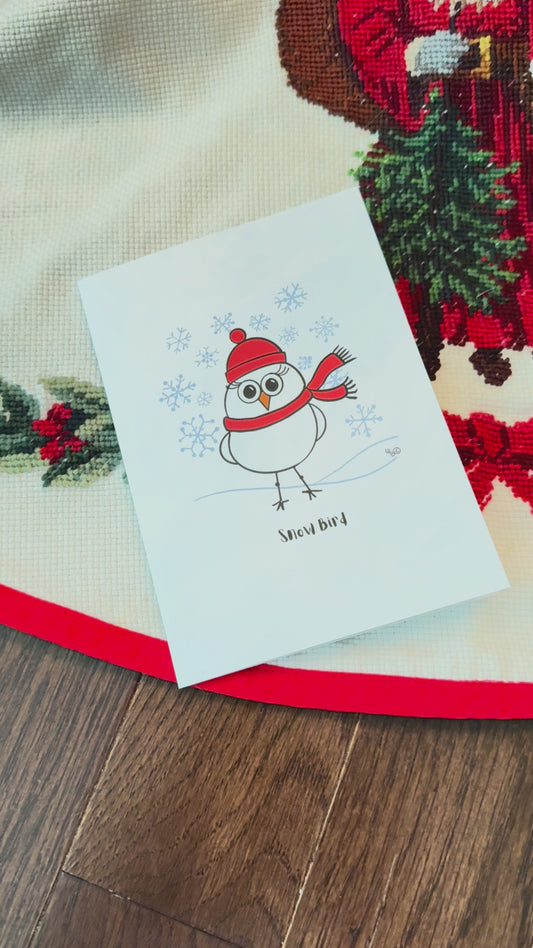 Snow Bird Holiday Greeting Cards – Quirky Birds Collection (Set of 12 with Envelopes)