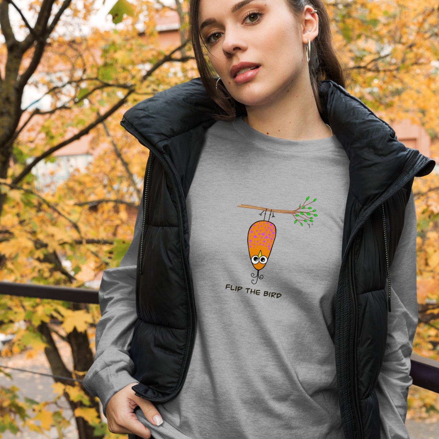 Flip the Bird Unisex Long Sleeve Tee from The Quirky Birds Collection