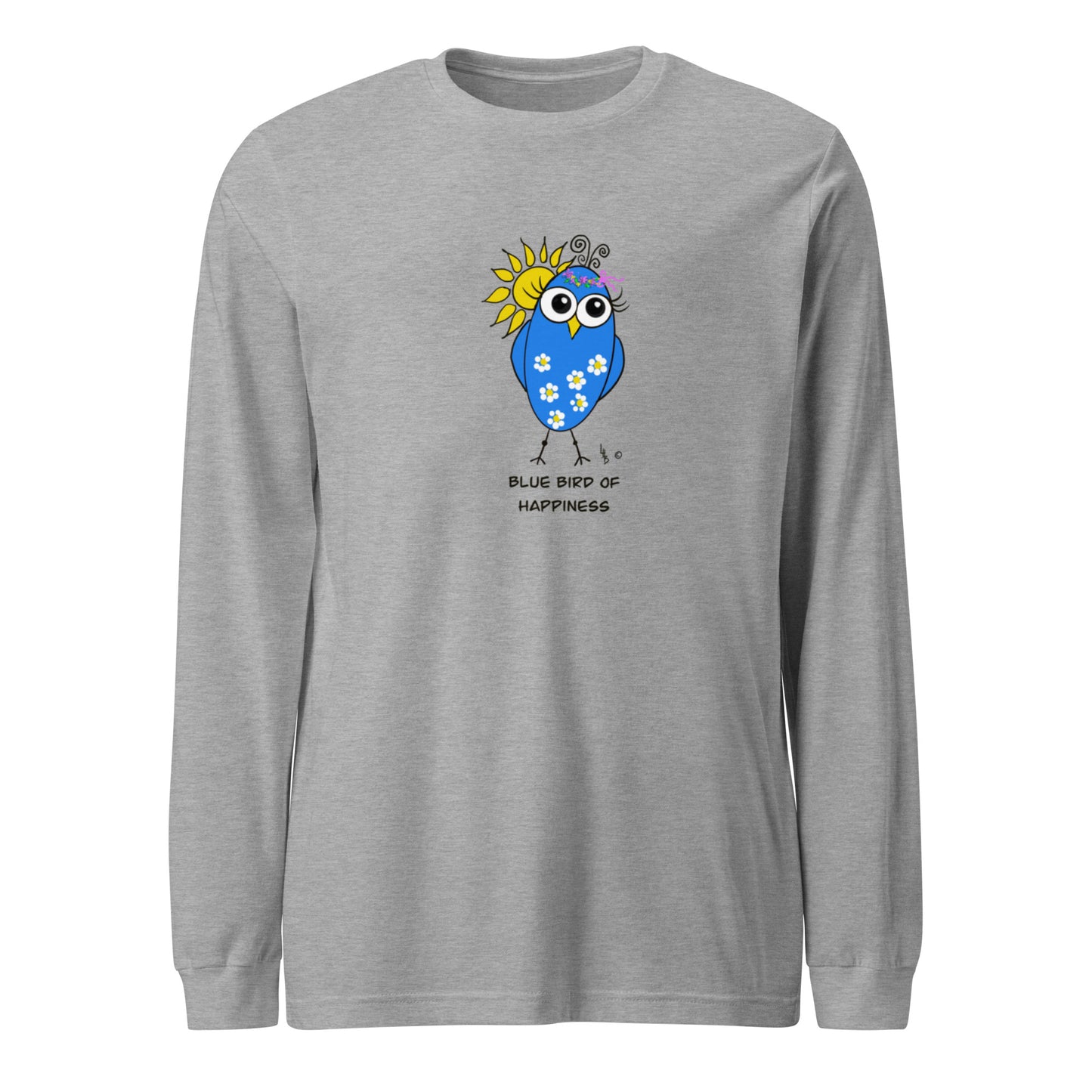 Blue Bird of Happiness Unisex Long Sleeve Tee from The Quirky Birds