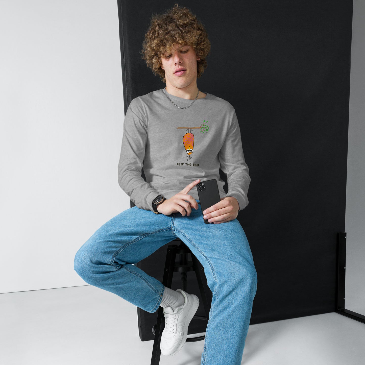 Flip the Bird Unisex Long Sleeve Tee from The Quirky Birds Collection