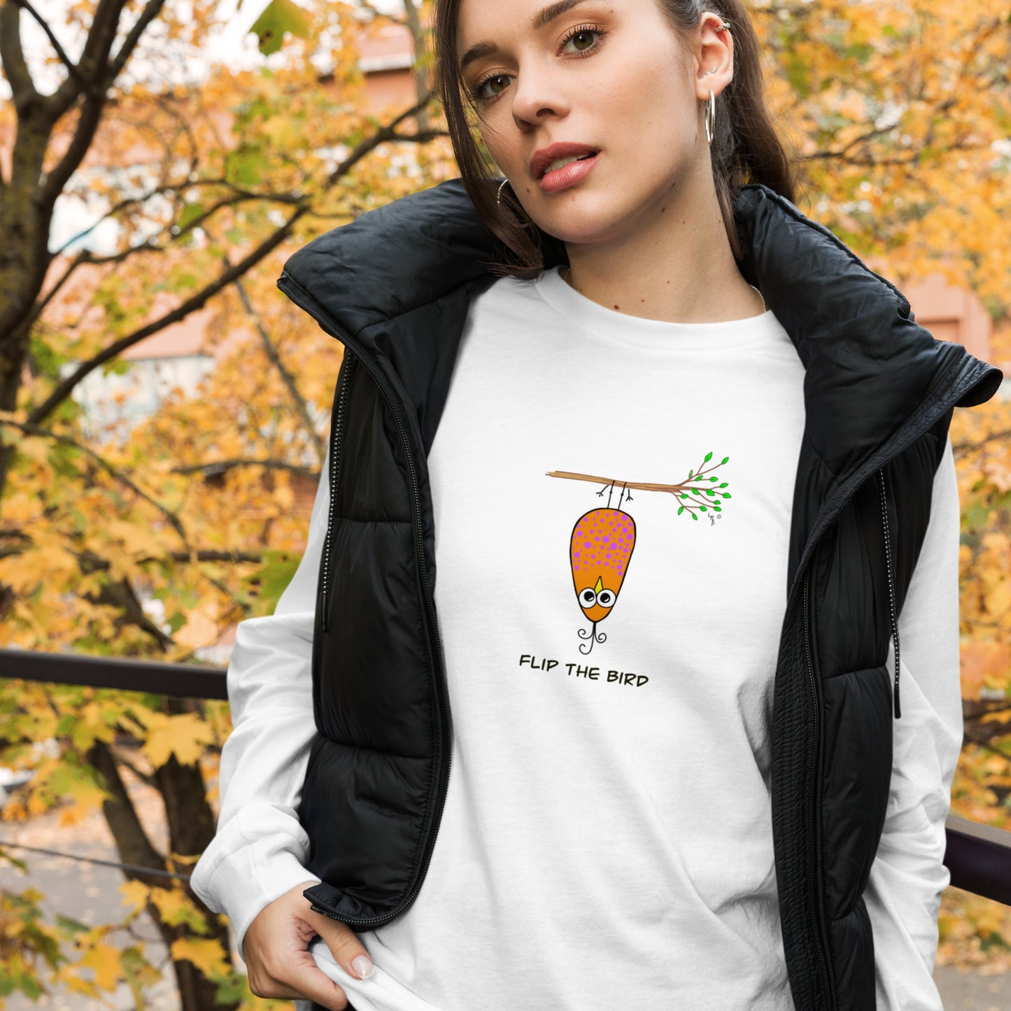 Flip the Bird Unisex Long Sleeve Tee from The Quirky Birds Collection