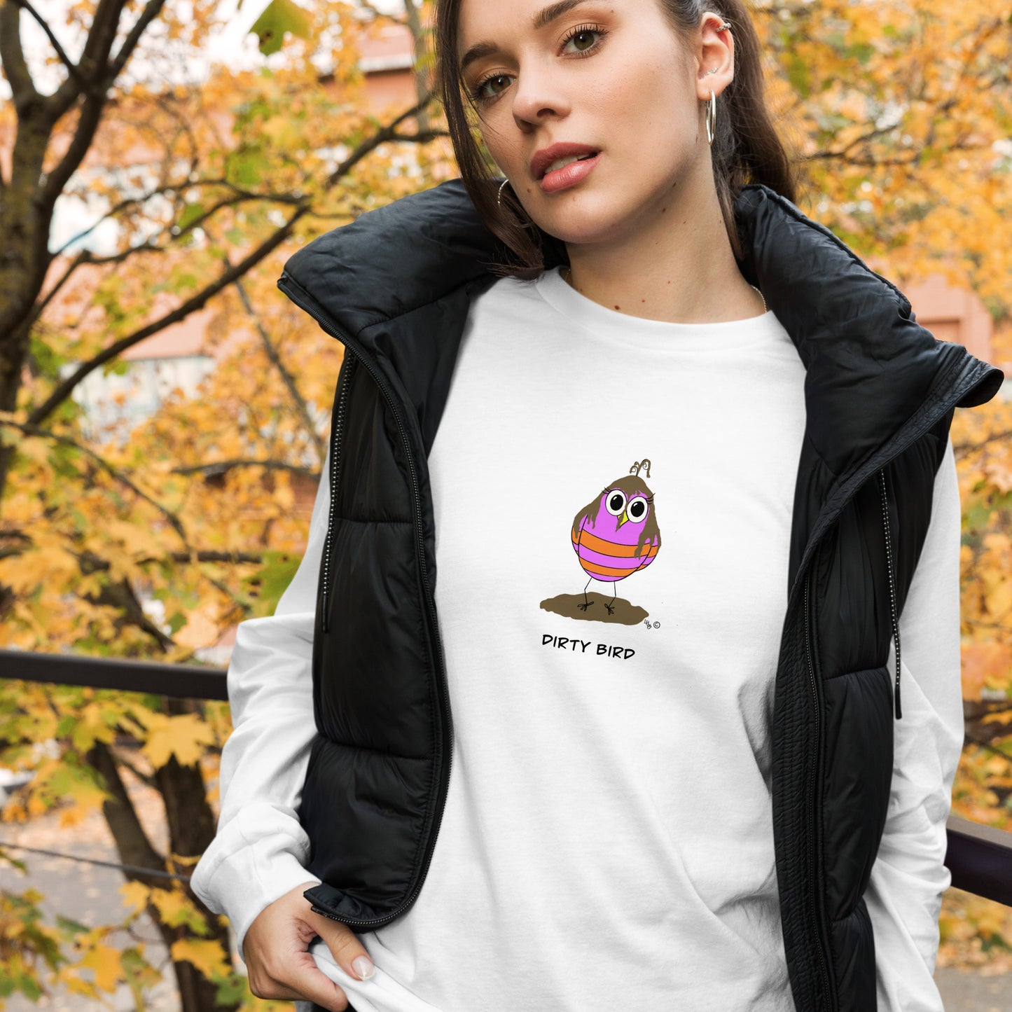 Dirty Bird Unisex Long Sleeve Tee from The Quirky Birds Collection