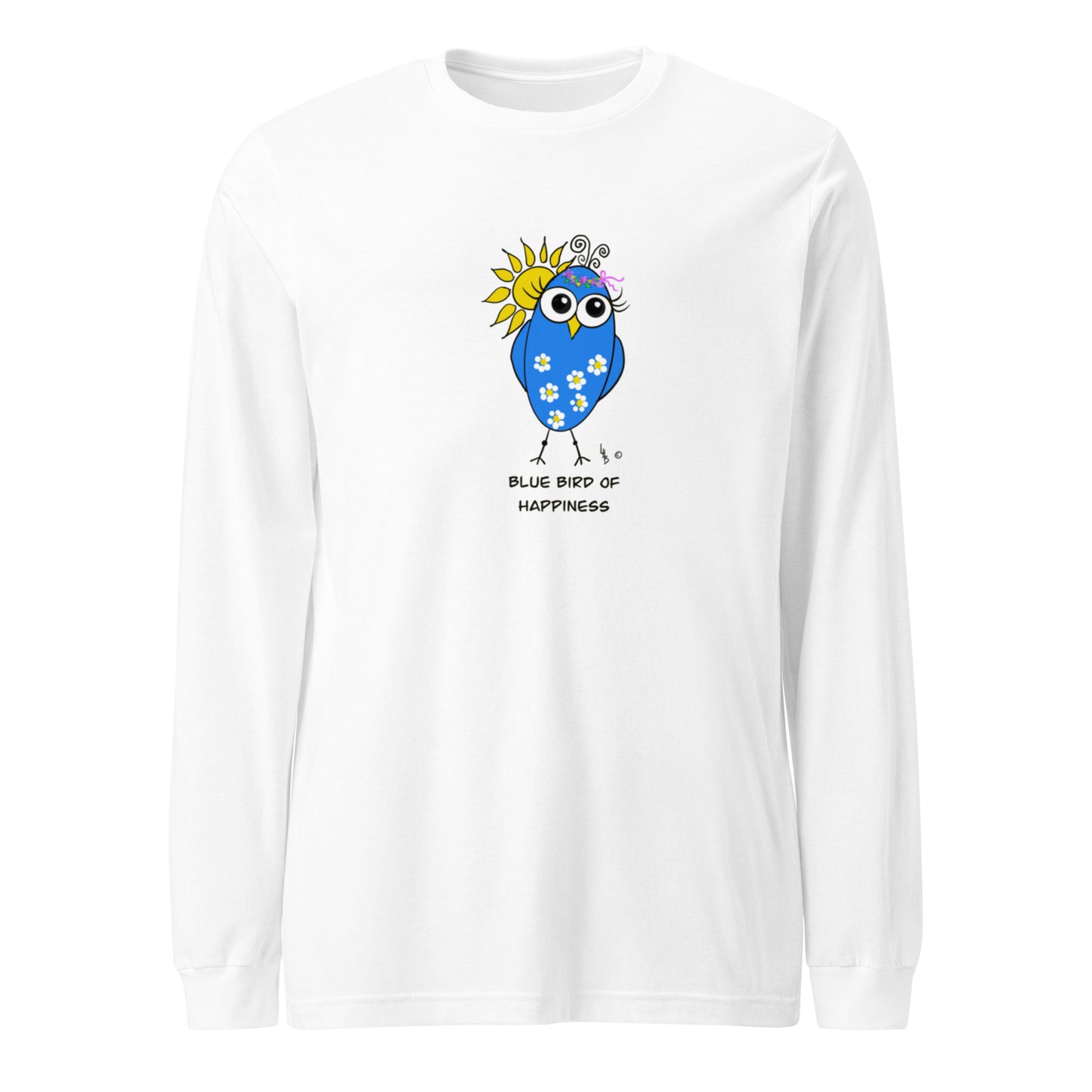 Blue Bird of Happiness Unisex Long Sleeve Tee from The Quirky Birds