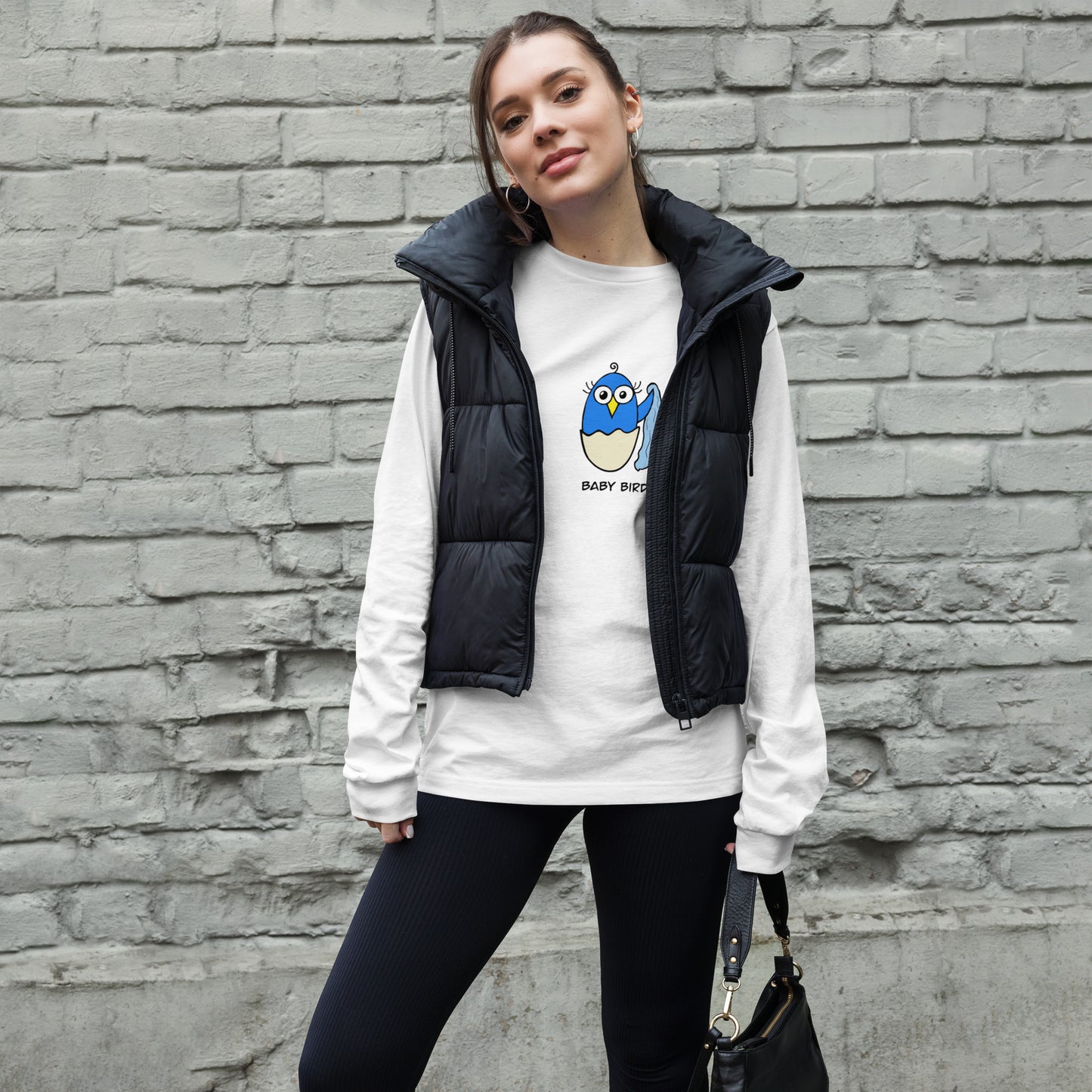 Blue Baby Bird Unisex Long Sleeve Tee from The Quirky Birds Collection