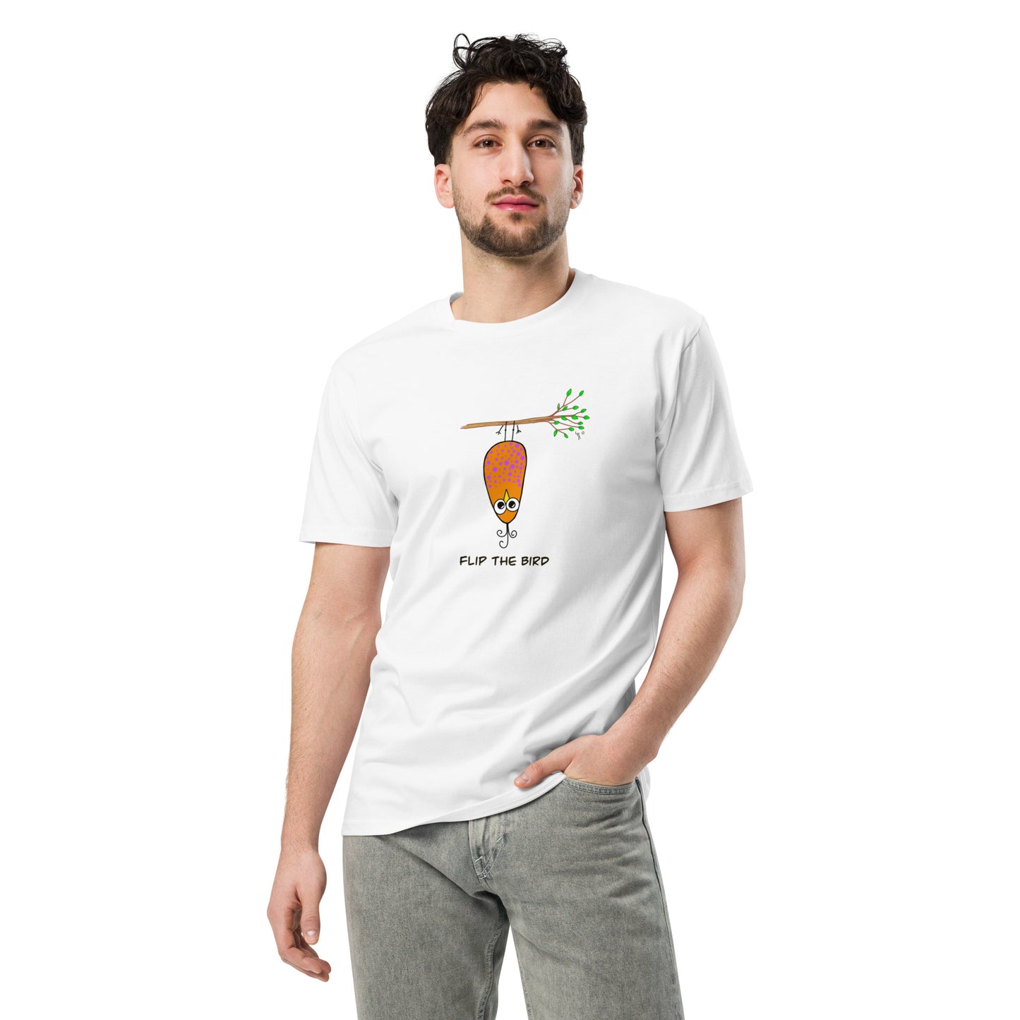 Flip the Bird Unisex premium t-shirt from The Quirky Birds Collection