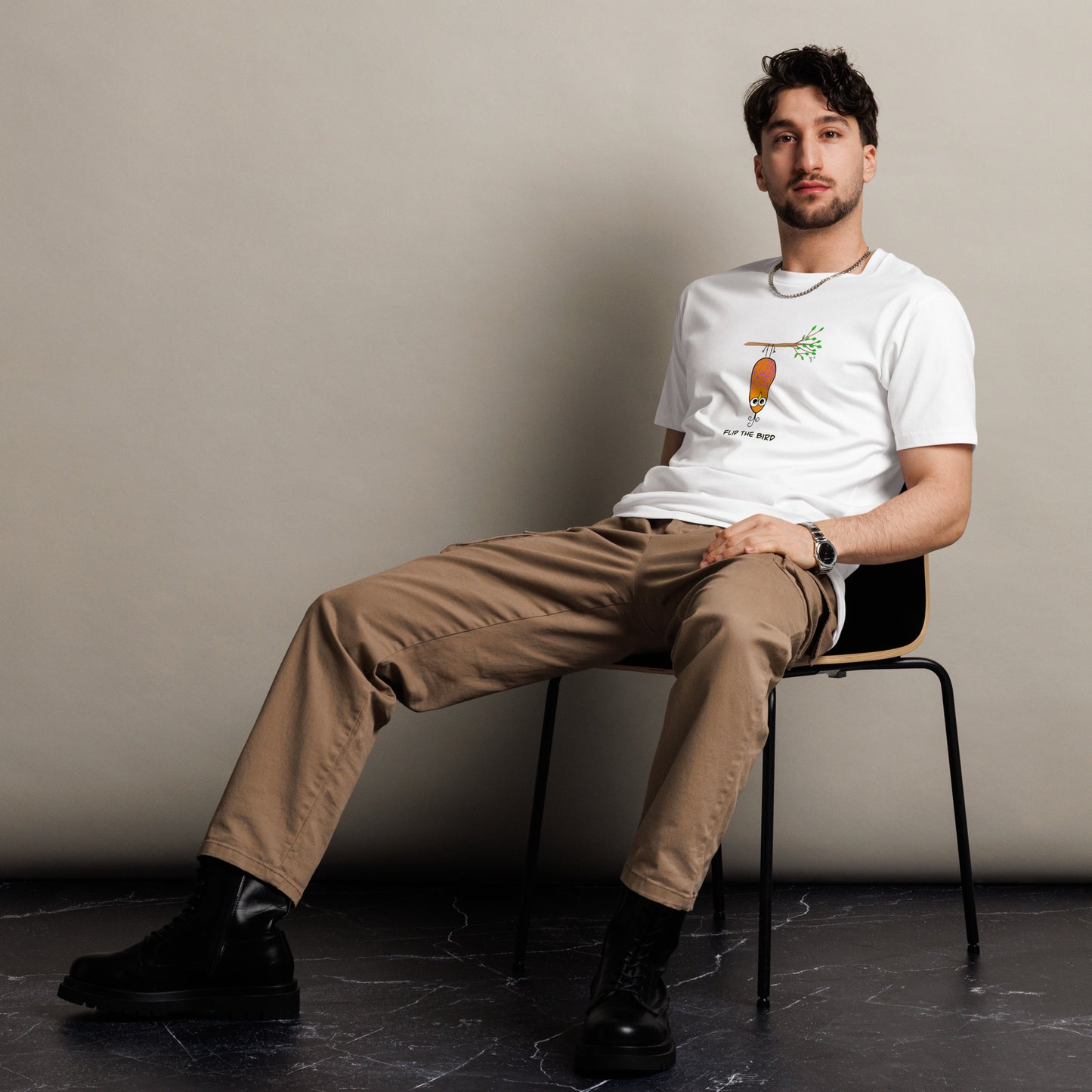 Flip the Bird Unisex premium t-shirt from The Quirky Birds Collection