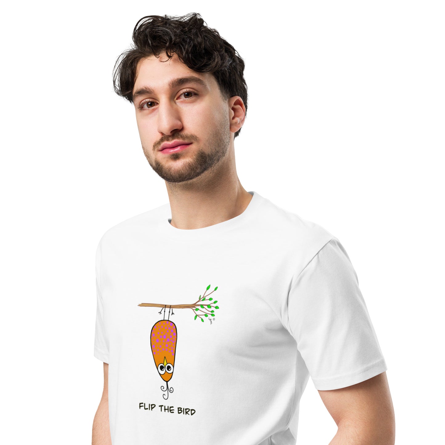 Flip the Bird Unisex premium t-shirt from The Quirky Birds Collection