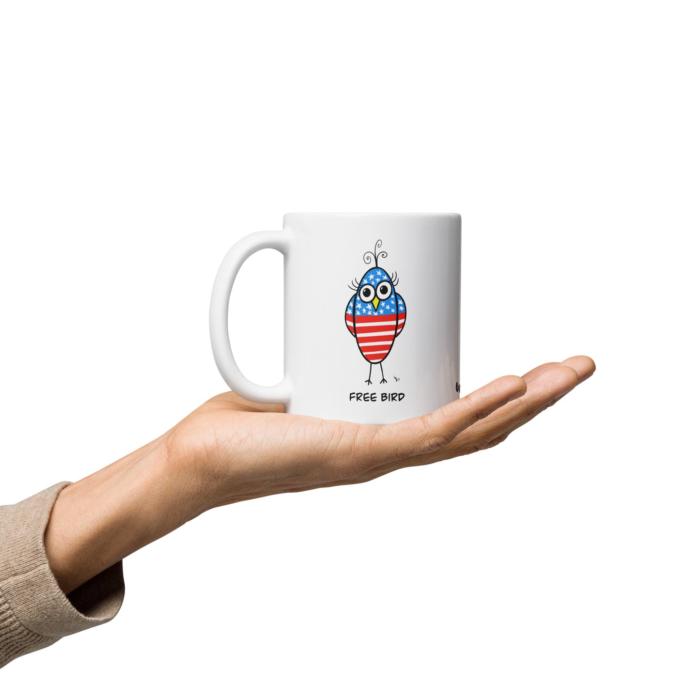 Free Bird - White glossy mug- from The Quirky Birds Collection