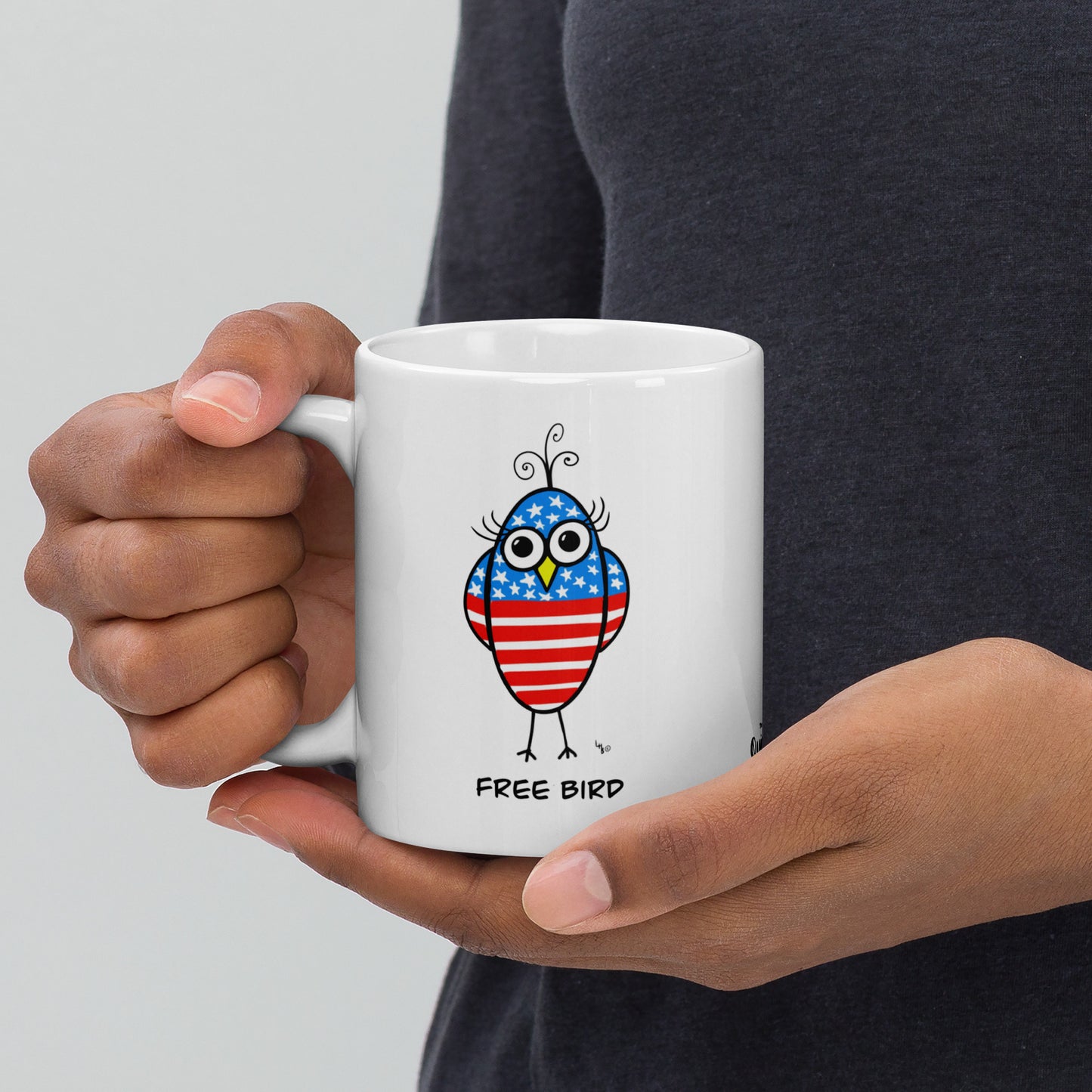 Free Bird - White glossy mug- from The Quirky Birds Collection
