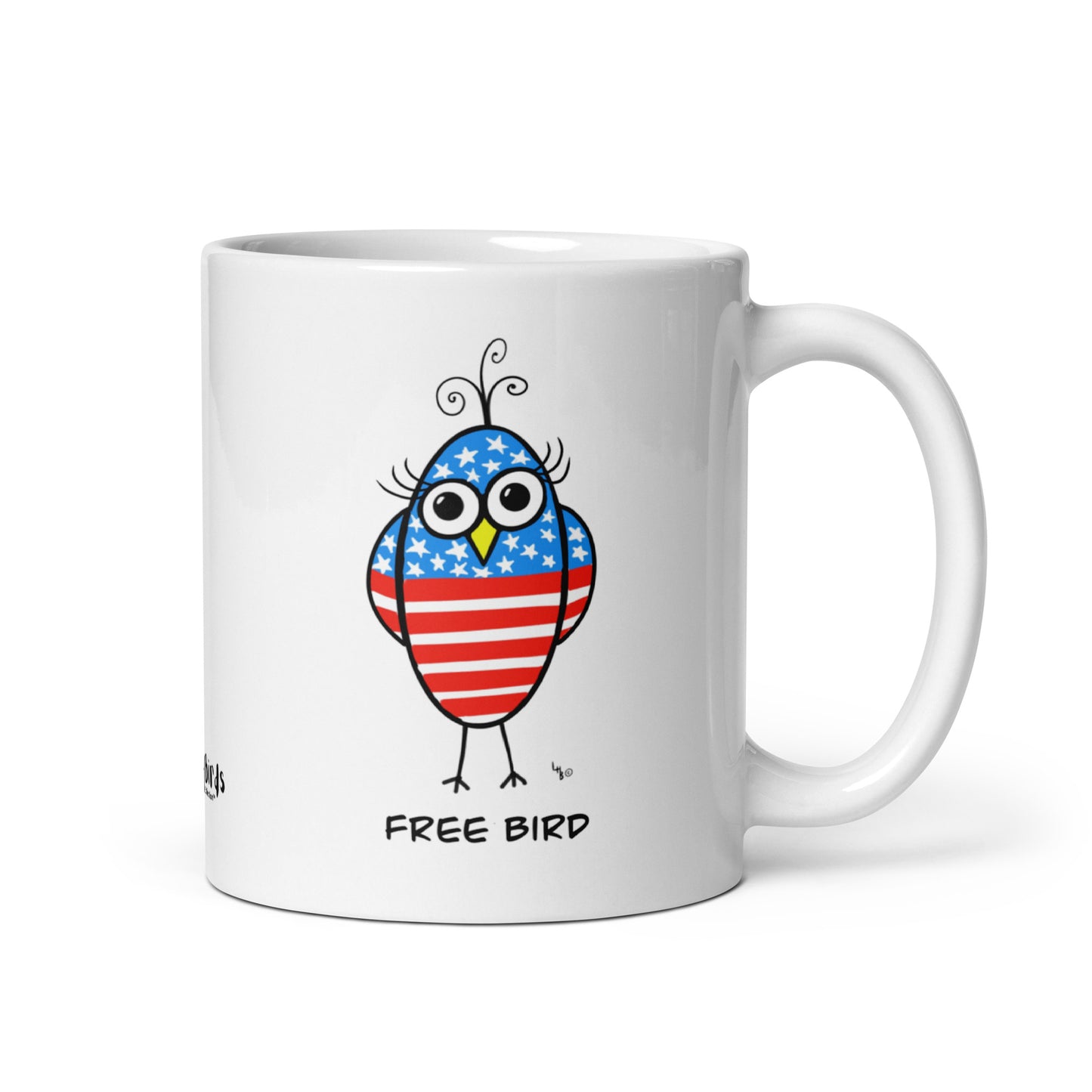 Free Bird - White glossy mug- from The Quirky Birds Collection