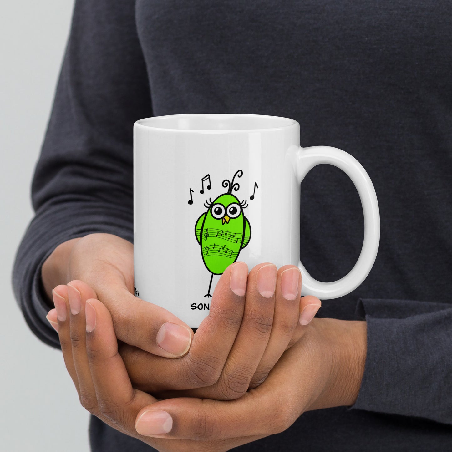 Song Bird - White glossy mug - from The Quirky Birds Collection