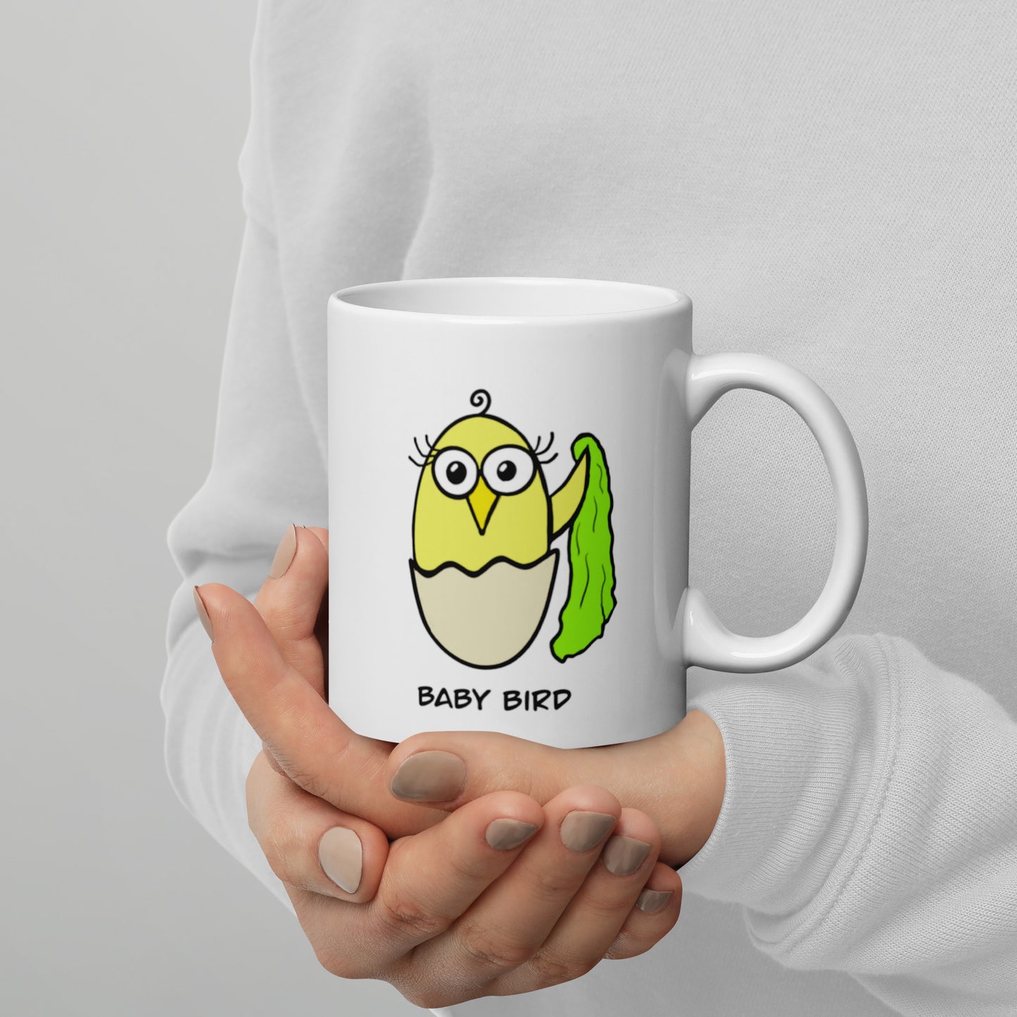 Yellow Baby Bird White glossy mug from The Quirky Birds Collection