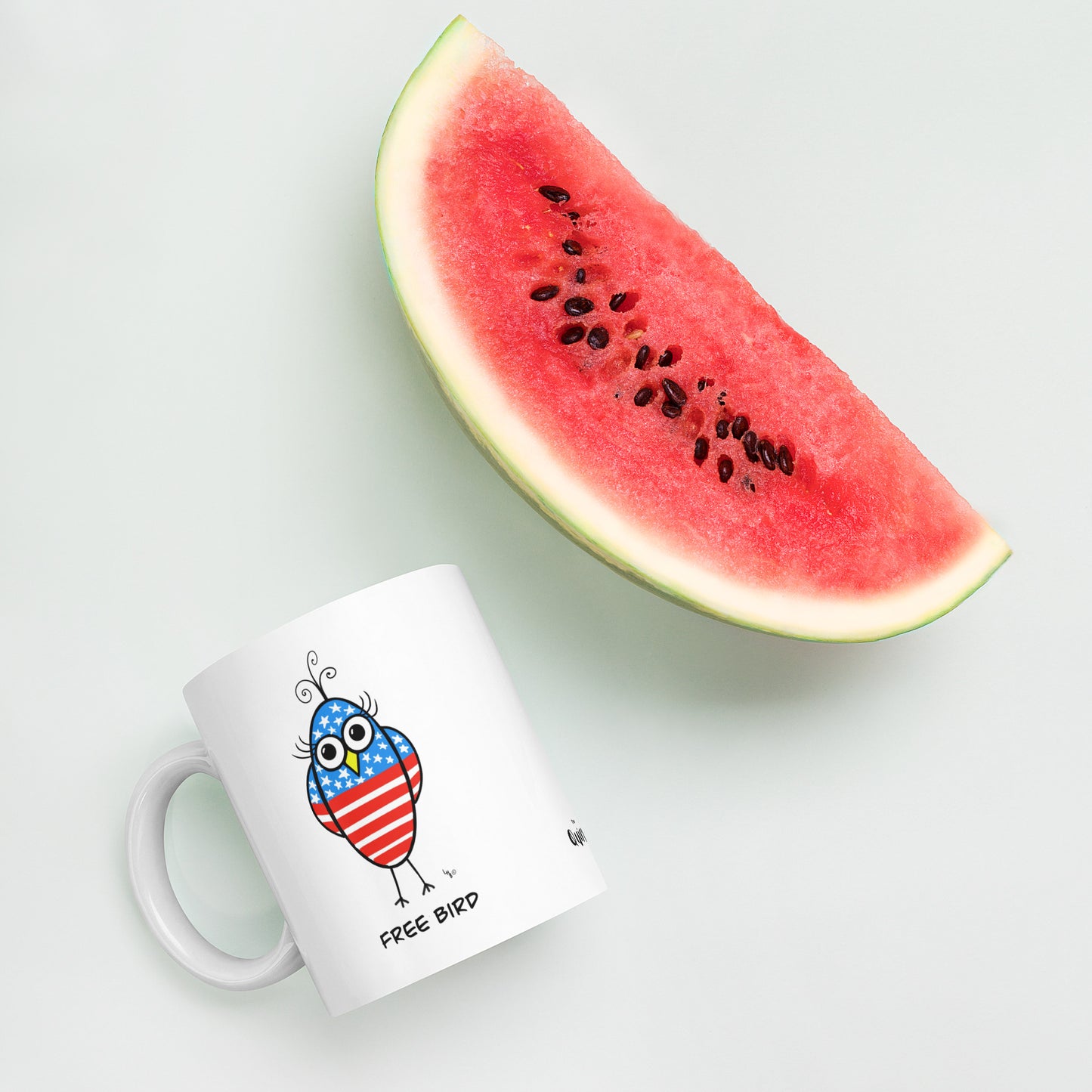 Free Bird - White glossy mug- from The Quirky Birds Collection