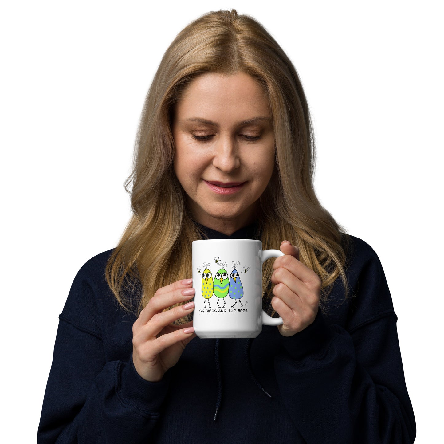 The Birds & The Bees - White glossy mug - from The Quirky Birds Collection