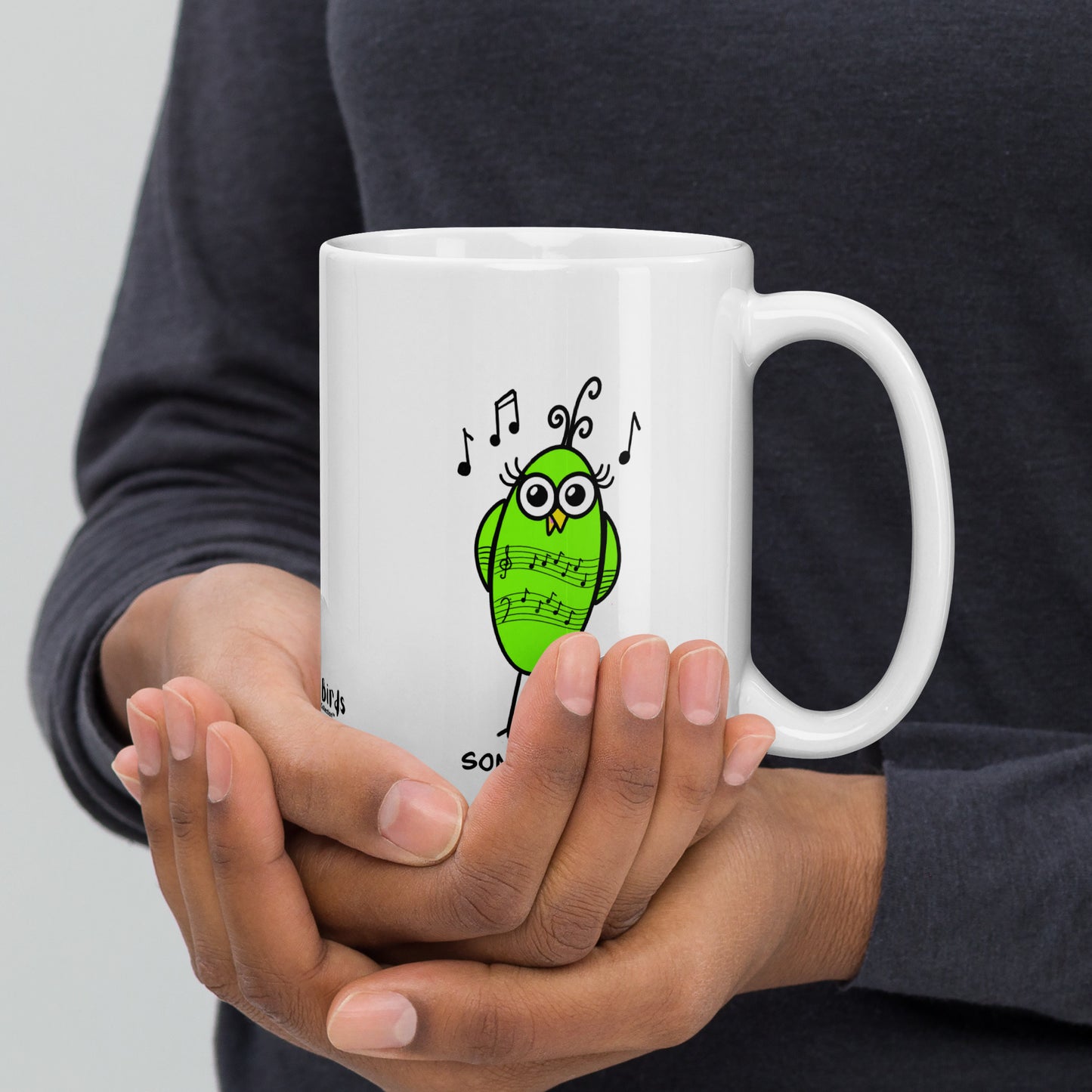 Song Bird - White glossy mug - from The Quirky Birds Collection