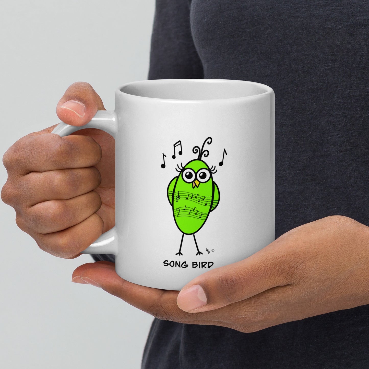 Song Bird - White glossy mug - from The Quirky Birds Collection
