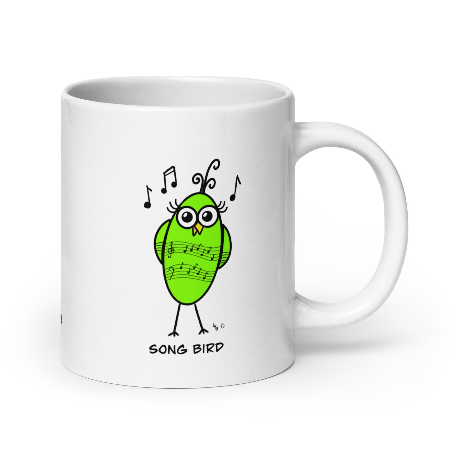Song Bird - White glossy mug - from The Quirky Birds Collection