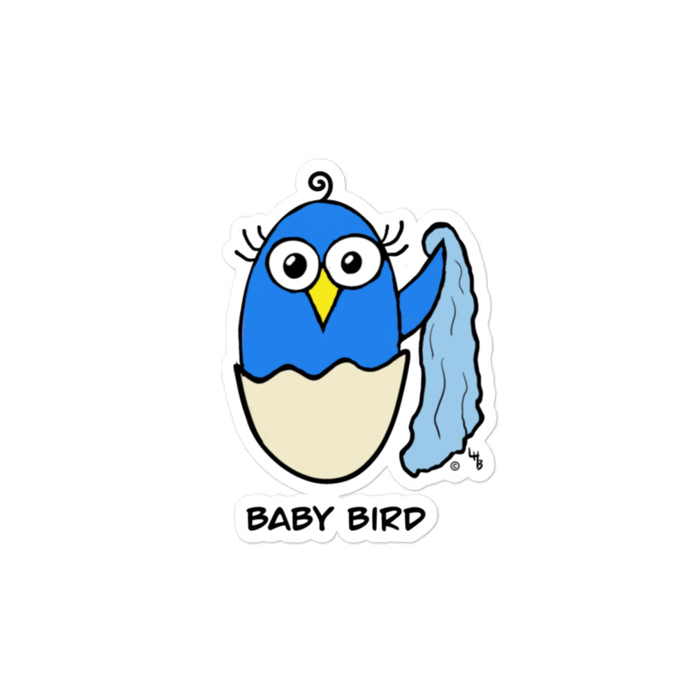 Baby Bird - Blue - Just hatched and holding a blue blanket