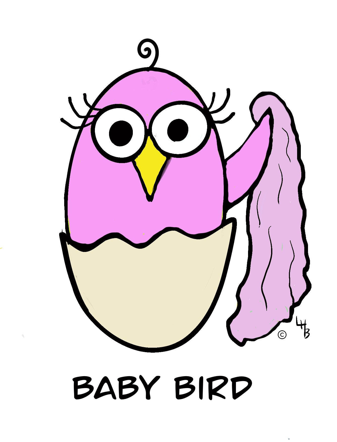 Baby Bird (Pink) Bubble-free stickers from The Quirky Bird Collection