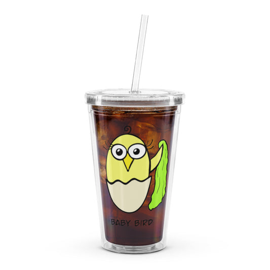 Yellow Baby Bird Clear plastic tumbler The Quirky Birds Collection