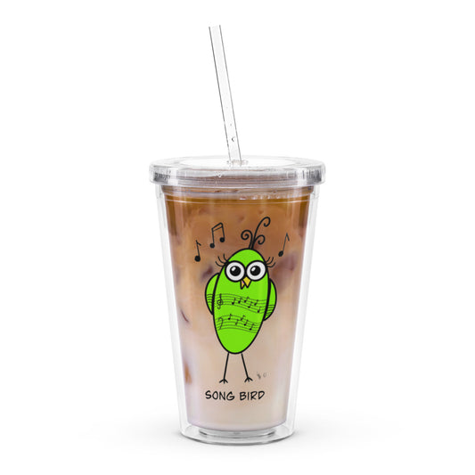 Song Bird Clear plastic tumbler from The Quirky Birds Collection