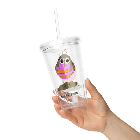 Dirty Bird Clear plastic tumbler from The Quirky Birds Collection