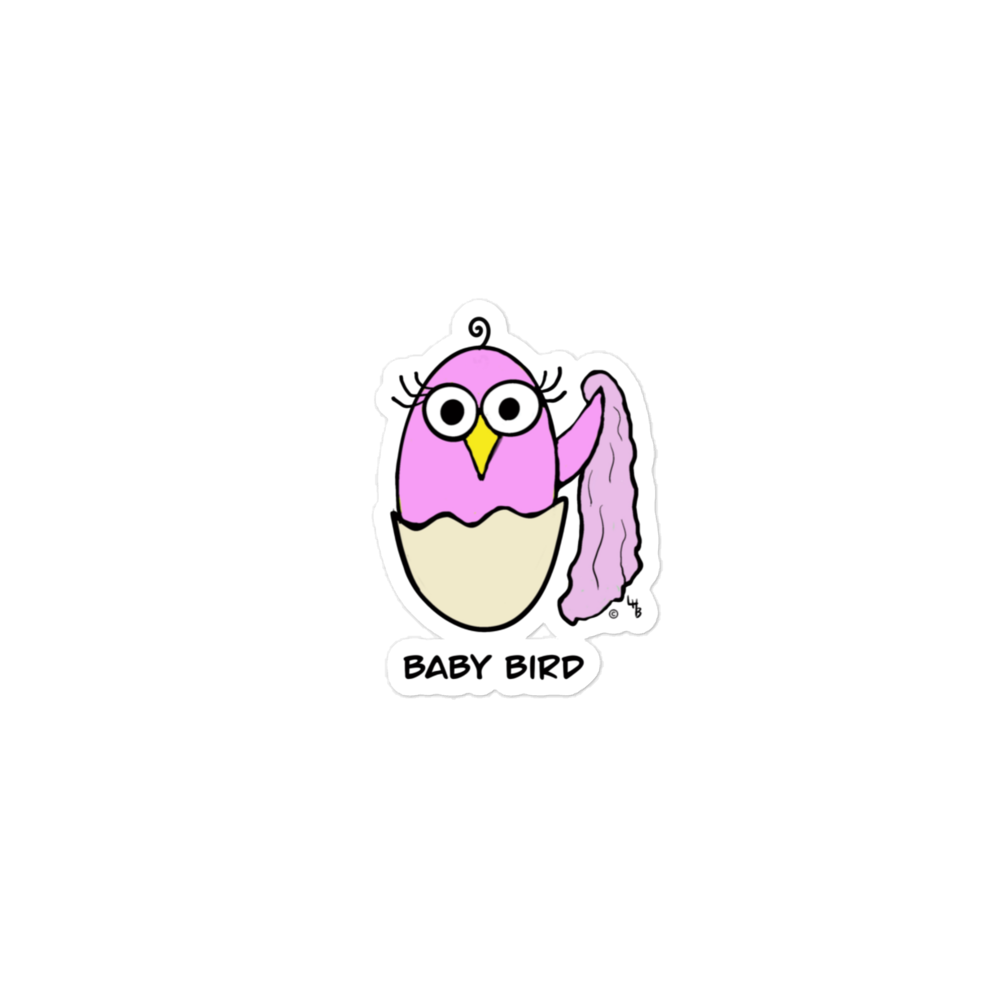 Baby Bird (Pink) Bubble-free stickers from The Quirky Bird Collection