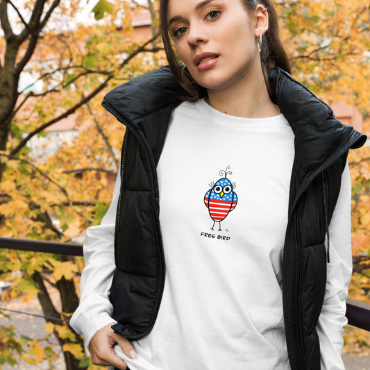 Free Bird Unisex Long Sleeve Tee from The Quirky Birds Collection