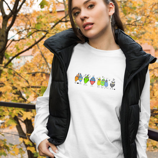 Birds of a Feather Unisex Long Sleeve Tee from The Quirky Birds Collection