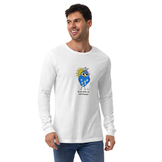 Blue Bird of Happiness Unisex Long Sleeve Tee from The Quirky Birds