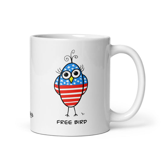Free Bird  - White glossy mug- from The Quirky Birds Collection